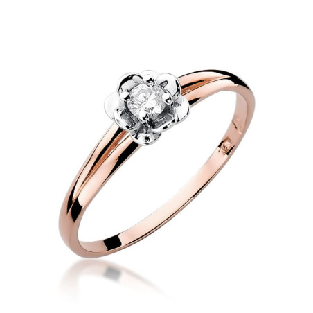 Pierścionek W057 Diament 0,10ct różowe złoto