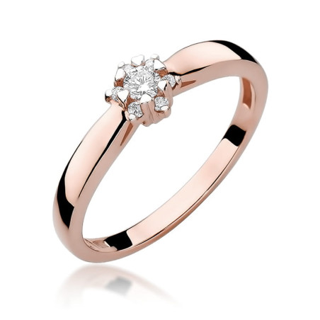Pierścionek W061 Diament 0,15ct różowe złoto