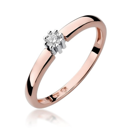 Pierścionek W128 Diament 0,10ct różowe złoto