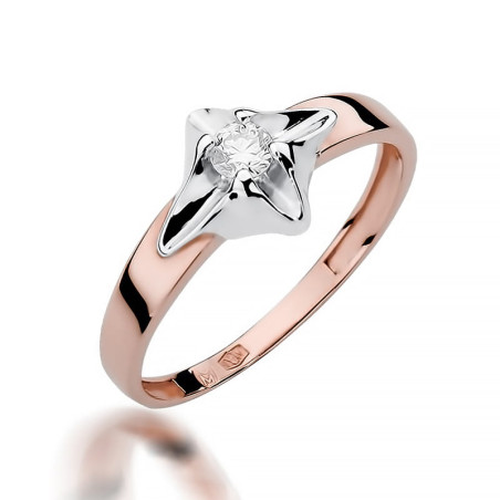 Pierścionek W155 Diament 0,12ct różowe złoto