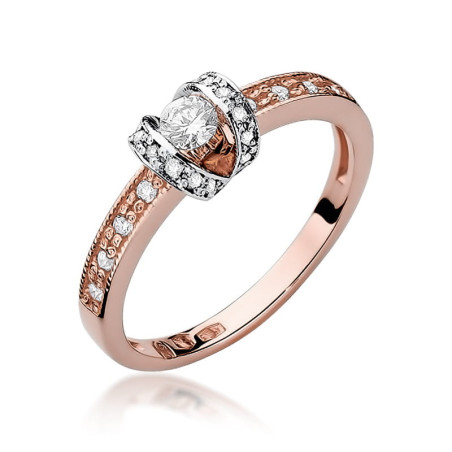 Pierścionek W162 Diament 0,10ct różowe złoto