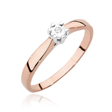 Pierścionek W222T Diament 0,01ct różowe złoto