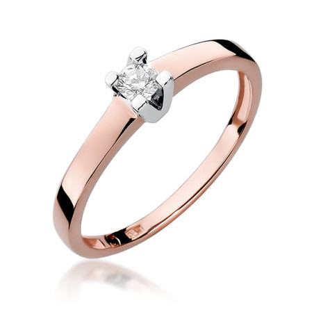 Pierścionek W252 Diament 0,12ct różowe złoto