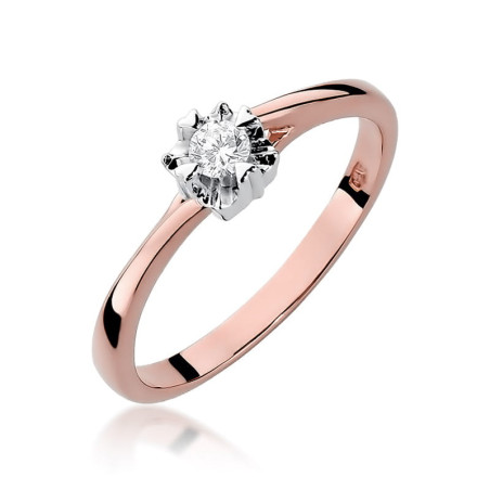Pierścionek W318 Diament 0,10ct różowe złoto