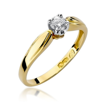 Pierścionek W197 Diament 0,24ct żółte złoto