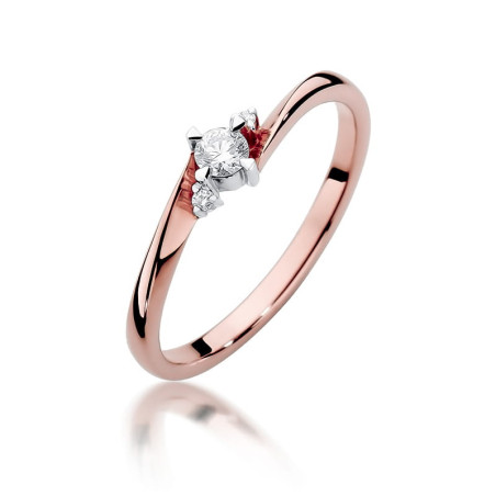 Pierścionek W346 Diament 0,10ct różowe złoto