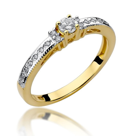 Pierścionek W201 Diament 0,13ct żółte złoto