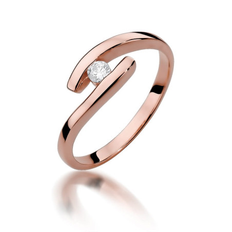 Pierścionek W373 Diament 0,09ct różowe złoto