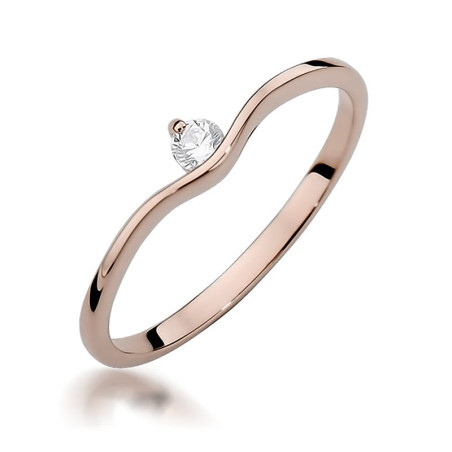 Pierścionek W385 Diament 0,09ct różowe złoto