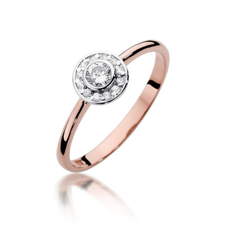 Pierścionek W393 Diament 0,15ct różowe złoto