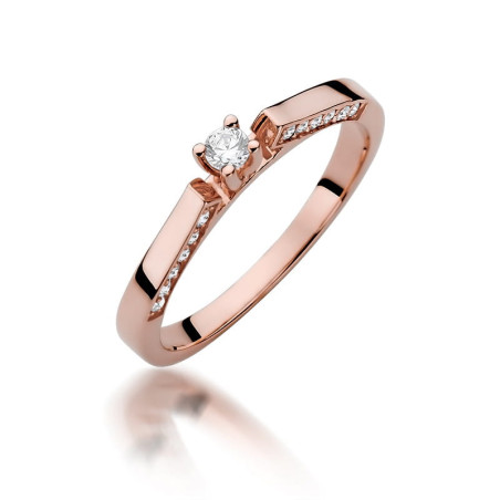 Pierścionek W396 Diament 0,08ct różowe złoto