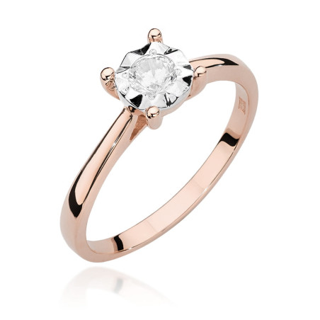 Pierścionek W447 Diament 0,20ct różowe złoto