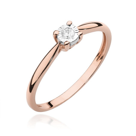 Pierścionek W461 Diament 0,08ct różowe złoto