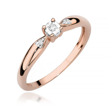 Pierścionek W469 Diament 0,02ct różowe złoto