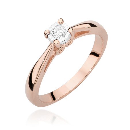 Pierścionek W475 Diament 0,08ct różowe złoto