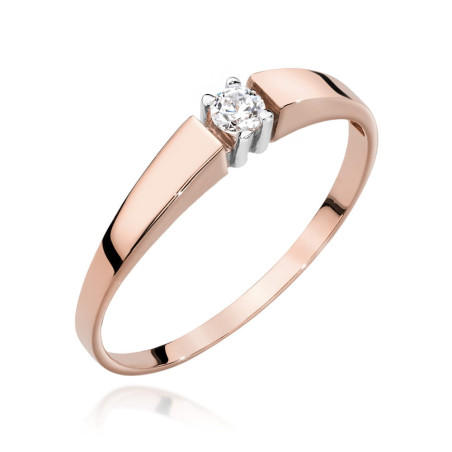 Pierścionek W524 Diament 0,10ct różowe złoto