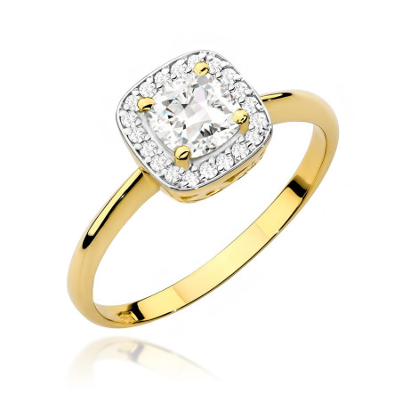 Pierścionek W514 Biały Szafir 0,70ct żółte złoto