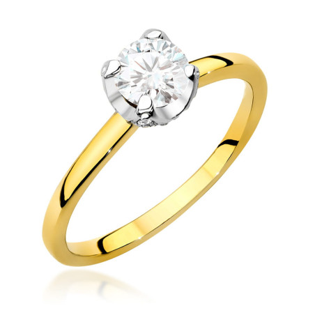 Pierścionek W556 Biały Szafir 0,60ct żółte złoto