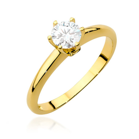 Pierścionek W557 Biały Szafir 0,60ct żółte złoto