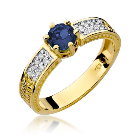 Pierścionek W075 Szafir 0,50ct żółte złoto