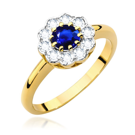 Pierścionek W529 Szafir 0,50ct żółte złoto