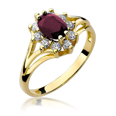 Pierścionek W037 Rubin 1,00ct żółte złoto