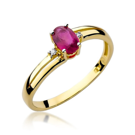 Pierścionek W068 Rubin 0,60ct żółte złoto