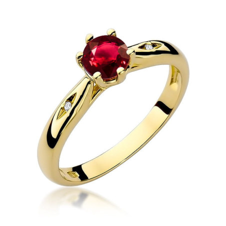 Pierścionek W074 Rubin 0,60ct żółte złoto