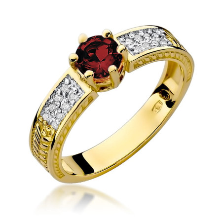 Pierścionek W075 Rubin 0,60ct żółte złoto
