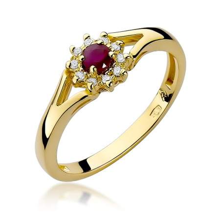 Pierścionek W185 Rubin 0,15ct żółte złoto