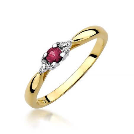 Pierścionek W428 Rubin 0,15ct żółte złoto
