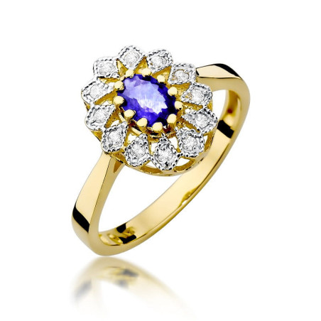 Pierścionek W354 Tanzanit 0,40ct żółte złoto