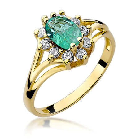 Pierścionek W037 Szmaragd 0,80ct żółte złoto