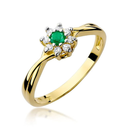 Pierścionek W072 Szmaragd 0,15ct żółte złoto