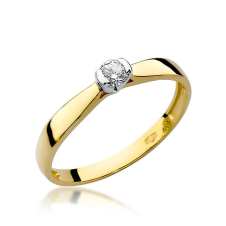 Pierścionek W223 Diament 0,08ct żółte złoto