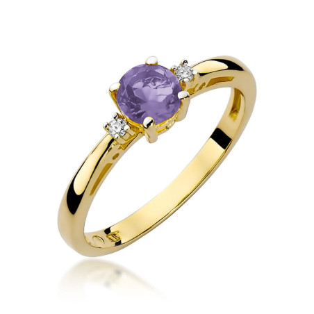 Pierścionek W010 Ametyst 0,50ct żółte złoto
