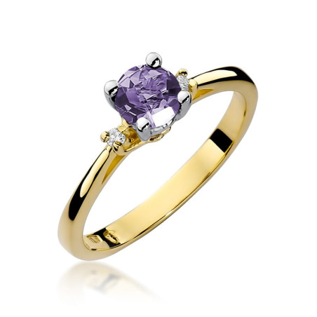 Pierścionek W017 Ametyst 0,50ct żółte złoto