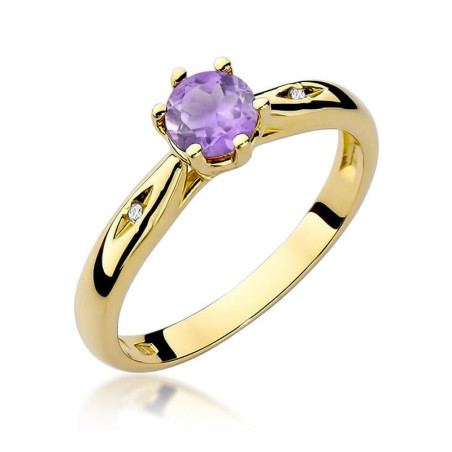 Pierścionek W074 Ametyst 0,50ct żółte złoto