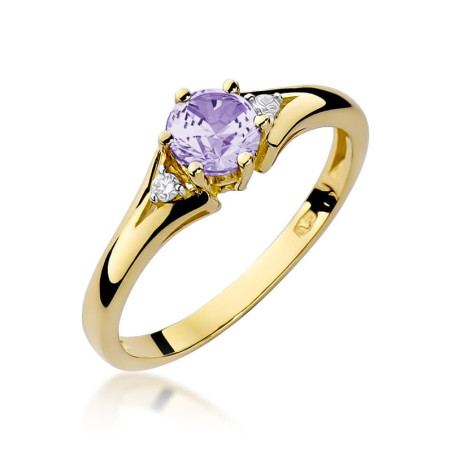 Pierścionek W076 Ametyst 0,50ct żółte złoto