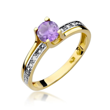 Pierścionek W106 Ametyst 0,50ct żółte złoto