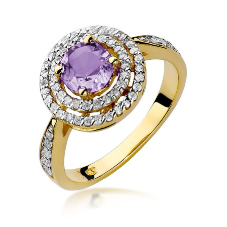 Pierścionek W274 Ametyst 0,90ct żółte złoto