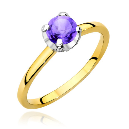 Pierścionek W556 Ametyst 0,50ct żółte złoto