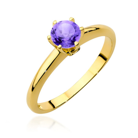 Pierścionek W557 Ametyst 0,50ct żółte złoto