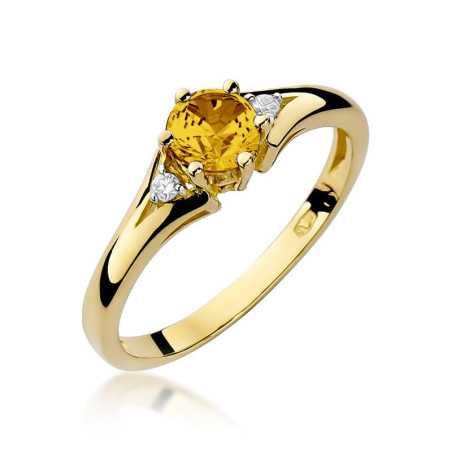 Pierścionek W076 Cytryn 0,50ct żółte złoto