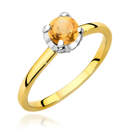 Pierścionek W556 Cytryn 0,50ct żółte złoto
