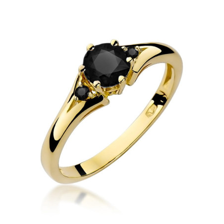 Pierścionek W076 Czarny Diament 0,50ct żółte złoto