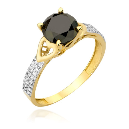 Pierścionek W502 Czarny Diament 2,00ct żółte złoto