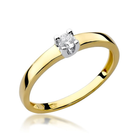 Pierścionek W225 Diament 0,10ct żółte złoto