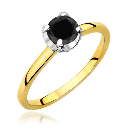 Pierścionek W556 Czarny Diament 0,50ct żółte złoto