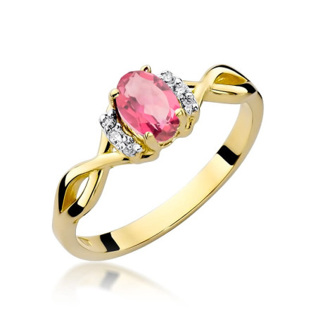 Pierścionek W019 Topaz Różowy 0,50ct żółte złoto